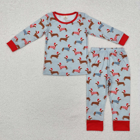 BLP0515 Bamboo  toddler boy clothes santa boy christmas winter pajamas outfit