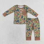 BLP0580 Bamboo toddler boy clothes camouflage boy winter pajamas set