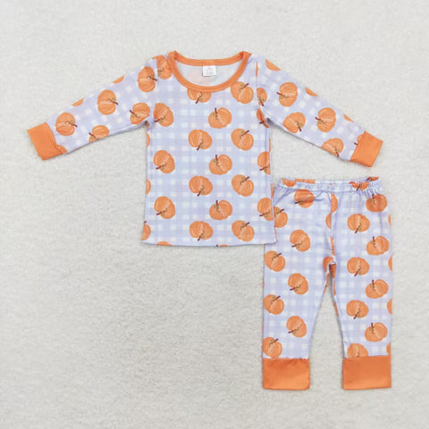 BLP0584  Bamboo toddler boy clothes pumpkin boy winter thanksgiving pajamas set