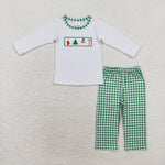 BLP0603 toddler boy clothes embroidery snowman tree boy christmas winter set