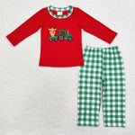 BLP0611  toddler boy clothes embroidery elk truck boy christmas winter set