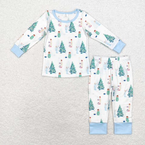 BLP0633  Bamboo  toddler boy clothes tree boy winter christmas pajamas set