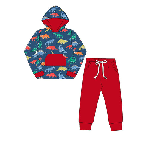 BLP0637 pre-order  toddler boy clothes dinosaur boy hoodie winter set-2024.7.17