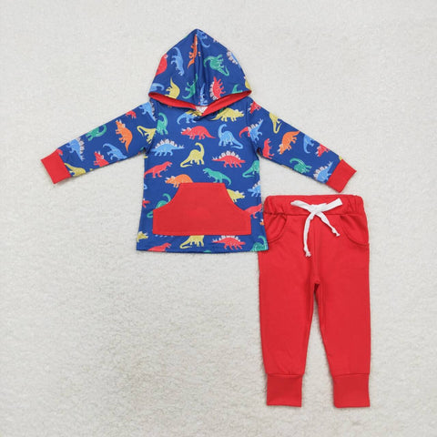 BLP0637    toddler boy clothes dinosaur boy hoodie winter set