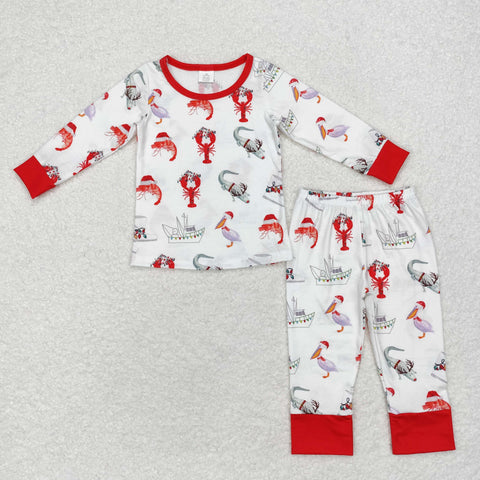 BLP0674 Bamboo toddler boy clothes crawfish boy winter pajamas  set