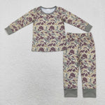 BLP0706 Bamboo toddler boy clothes camouflage boy winter pajamas set