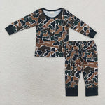 BLP0708  Bamboo toddler boy clothes camouflage boy winter pajamas set