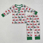 BLP0725 Bamboo toddler boy clothes truck boy winter pajamas set