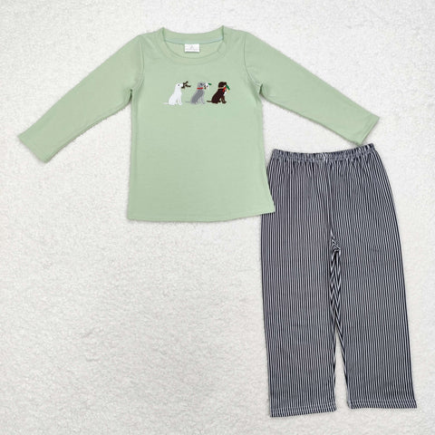 BLP0741   toddler boy clothes embroidery mallard boy winter pajamas set