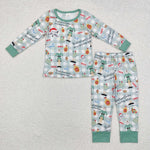 BLP0804 Bamboo  toddler  boy clothes santa boy christmas pajamas set