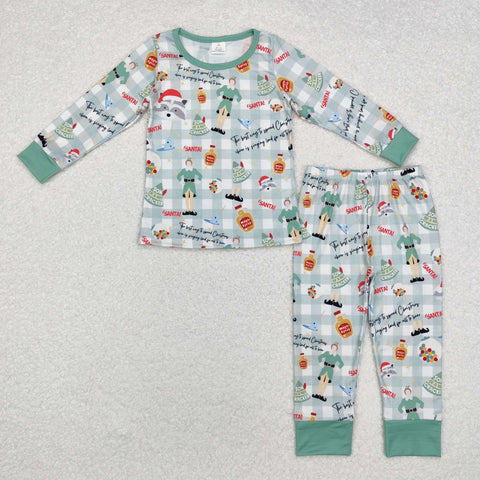 BLP0804 Bamboo  toddler  boy clothes santa boy christmas pajamas set