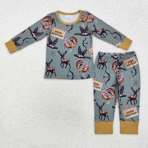 BLP0819 Bamboo  toddler boy clothes hunting boy pajamas winter set