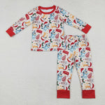 BLP0821  toddler boy clothes cartoon dog boy christmas pajamas winter set