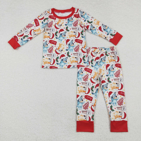 BLP0821  toddler boy clothes cartoon dog boy christmas pajamas winter set