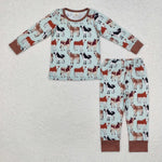 BLP0829 Bamboo toddler boy clothes milk cow boy pajamas winter set