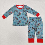 BLP0850 Bamboo   toddler boy clothes hunting dog boy christmas  pajamas winter set