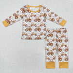 BLP0856 Bamboo  toddler boy clothes truck boy winter pajamas set