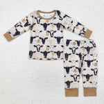 BLP0860  Bamboo  toddler boy clothes cow boy winter pajamas set