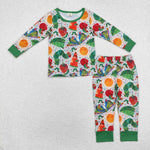 BLP0909 Bamboo  toddler boy clothes caterpillars boy winter pajams set