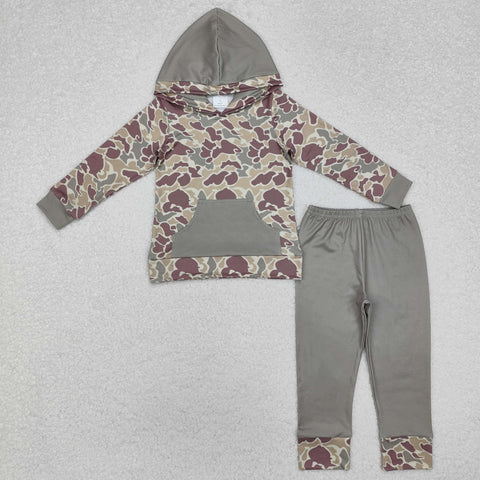 BLP0960 toddler boy clothes camouflage boy winter hoodie set