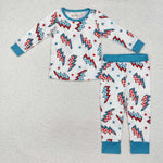 BLP0991 Bamboo  toddler boy clothes lightning boy winter pajamas set