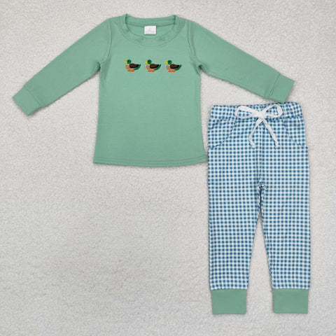 BLP1021   toddler boy clothes embroidery  mallard boy winter set