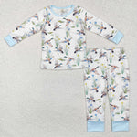 BLP1034 Bamboo toddler boy clothes mallard boy winter pajamas set