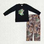 BLP1043 toddler boy clothes fish camo boy winter pajamas set