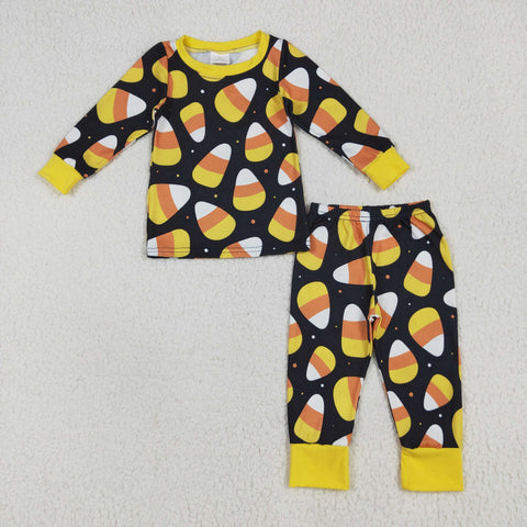 BLP1066  toddler boy clothes candy boy halloween pajamas set