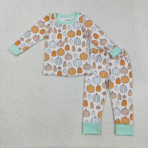 BLP1222  toddler boy clothes pumpkin print boy fall winter set