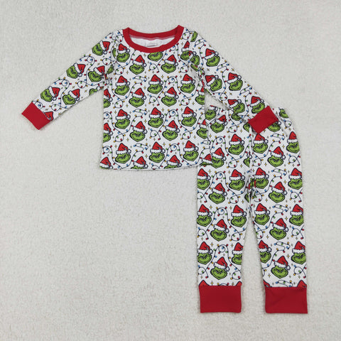 BLP1225  toddler boy clothes cartoon print boy christmas pajamas winter set