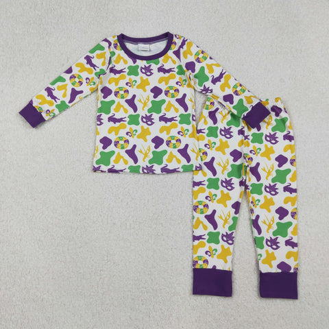 BLP1273    toddler boy clothes mardi gras boy pajamas winter set