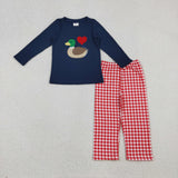 RTS kids matching clothing embroidery mallard print clothing kids Valentine clothing-2025.11.26