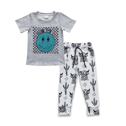 Baby boys white cow pants outfit