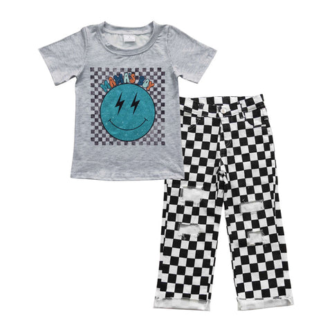 Mama's boy checkered pants outfit