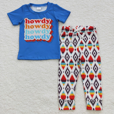 Howdy baby boys aztec blue western outfit