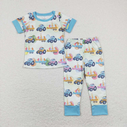 BSPO0300 toddler boy clothes easter egg bunny boy easter pajamas set