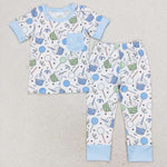 BSPO0410  3-6M to 7-8T baby boy clothes happy birthday boy  pajamas outfit