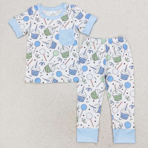BSPO0410  3-6M to 7-8T baby boy clothes happy birthday boy  pajamas outfit