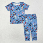 BSPO0489   toddler boy clothes cartoon dog boy fall pajamas set