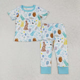 BSPO0557 pre-order  toddler boy clothes bunny boy easter spring fall pajamas set-2025.1.18