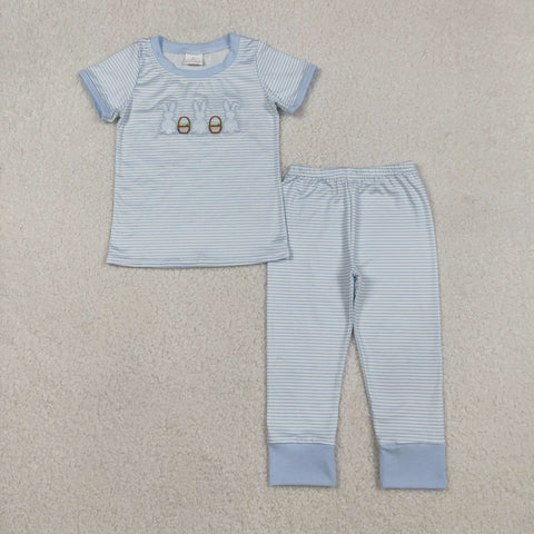 BSPO0610   toddler boy clothes embroidery bunny boy easter pajamas set