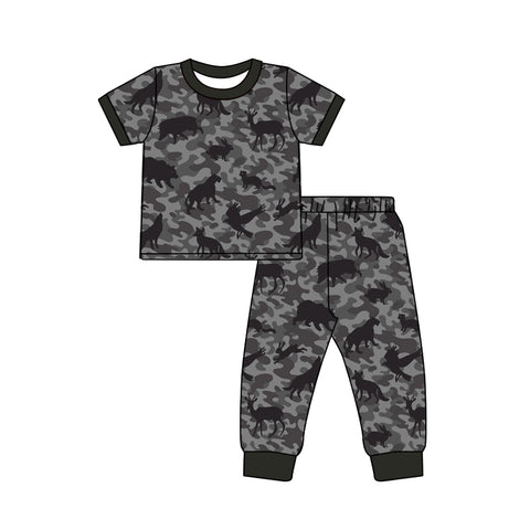 MOQ:5pcs BSPO0682 pre-order toddler boy clothes hunting print boy pajamas outfit-2026.4.18