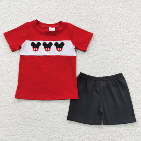 Kids cartoom embroidery boys summer set