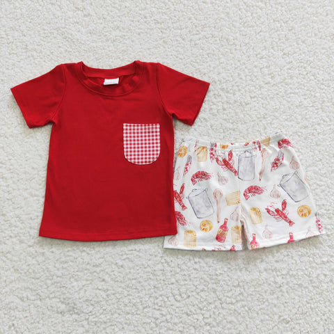 Boys crawfish red pocket set