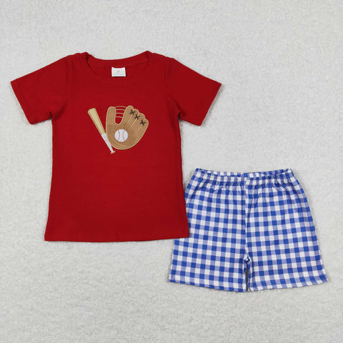 BSSO0353 baby boy summer embroidery baseball boy summer shorts set