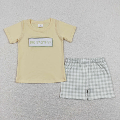 BSSO0403  baby boy clothes embroidery big brother summer outfits