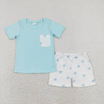 BSSO0413 baby boy clothes love valentines day blue summer outfits