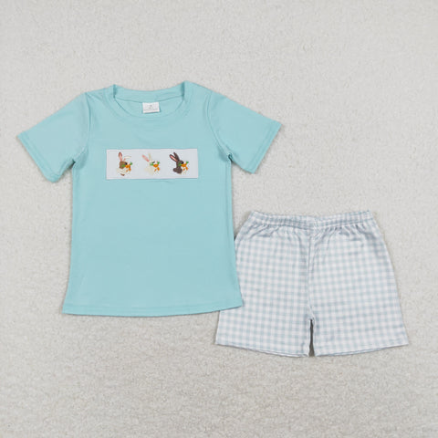 BSSO0414 baby boy clothes embroidery bunny boy easter summer outfits