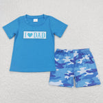 BSSO0455 baby boy clothes I love dad camouflage boy summer outfits toddler summer clothing set